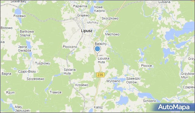 mapa Lipuska Huta, Lipuska Huta na mapie Targeo